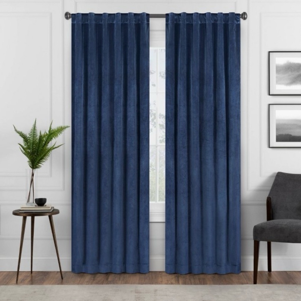 Navy velvet curtains 2 panels 53x93